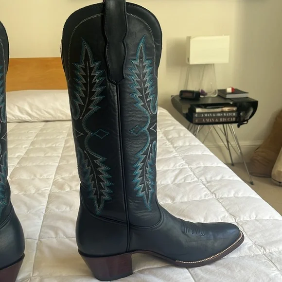 CITY BOOTS The Memorial Boot in Navy - leather western boots women’s 10 - Picture 5 of 7